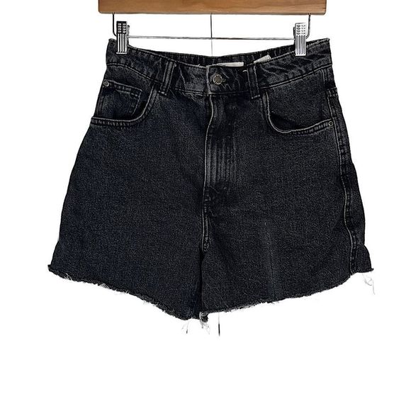 Zara Pants - Zara Black Frayed Distressed Denim Jean Shorts | Size: USA 4 EUR 36